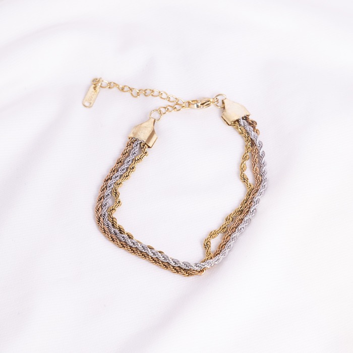 Çelik Burma Model Gold Silver Rose Bileklik