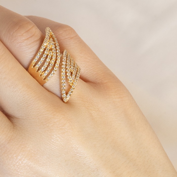 Premium Gold Zirkon Taşlı Yüzük