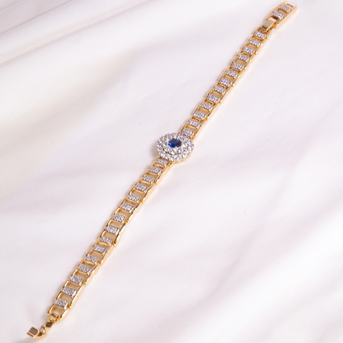 Premium Zirkon Taşlı Lacivert Taş Detaylı Rose Bileklik